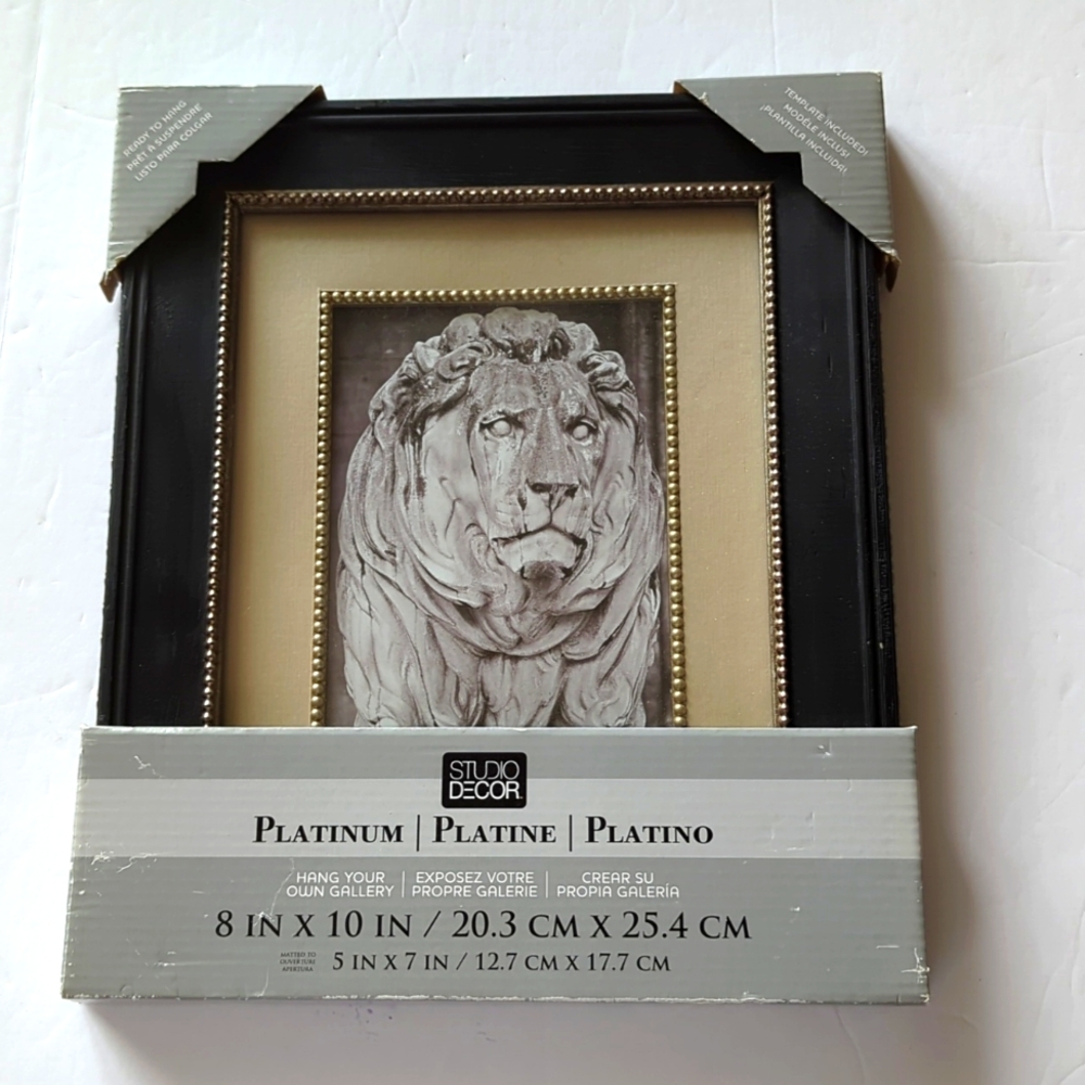 Studio Decor 8x10 Brown Frame -Matting 5x7 -Gold Beading - Gold Embellishments